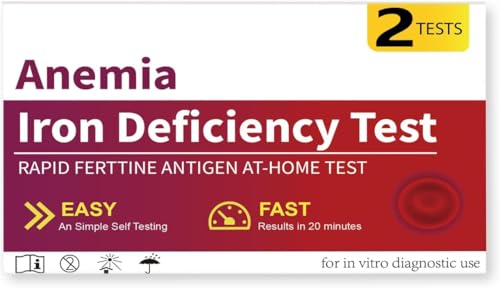Iron Deficiency Home Test kit Rapid Self-Test Iron Level Anemia Ferritine for Men Women Adults and Children [2 Tests]
