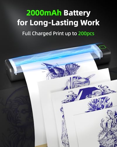 Image of M8 Wireless Tattoo Stencil Printer, Portable Bluetooth Thermal Tattoo Printer with App A4, Print Realistic Portraits, 10 Transfer Papers Included, Works for Phone /Tablet /PC