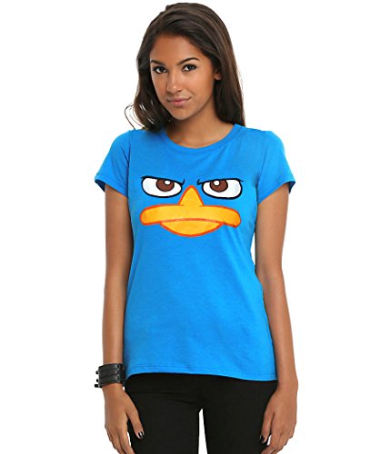 Phineas and Ferb Perry Face Junior Girls T-Shirt-Junior Small [JS] Turquoise