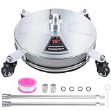 Biswing 16' Pressure Washer Stainless Steel Surface Cleaner with 4 Wheels & 1/4' Quick Connector, Power Washer Attachment with 2 Extension Wand, 2 Replacement Nozzles, 4000 PSI
