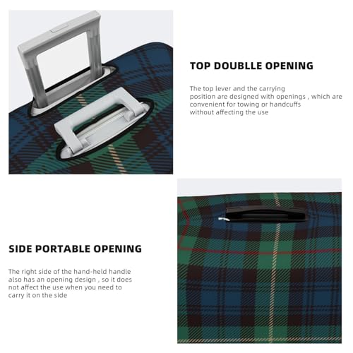 Travel Luggage Cover,Green Blue Plaid Pattern Stretch Suitcase Cover Protector with Zipper Closure For 18-32 Inch Luggage4