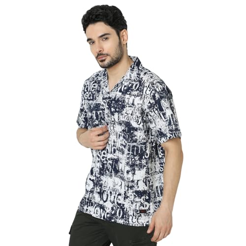Image of Spykar Men's Relaxed Fit N /A Half Sleeve Printed Casual Shirts