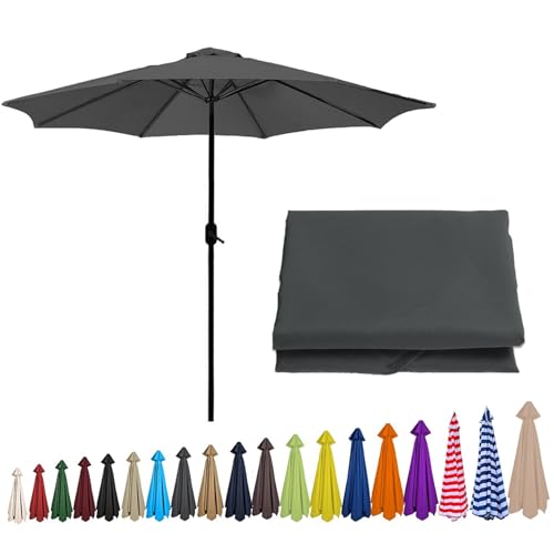 Sun Umbrella Replacement Cloth, Outdoor Umbrella Canopy With 6 Ribs 8 Ribs Replacement Parasol Fabric Cover, Waterproof/Anti-ultraviolet(Gray,8 ribs-230cm/7.5ft)