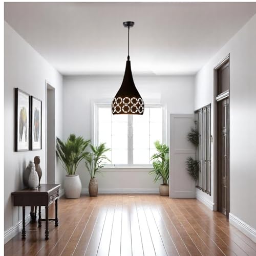 Image of GreyWings Black Aluminium Hanging Light for Home | Designer Pendant Light with E27 Holder, Modern Ceiling Hanging Lamp for (Bulb is not Included) Small Pack of 1