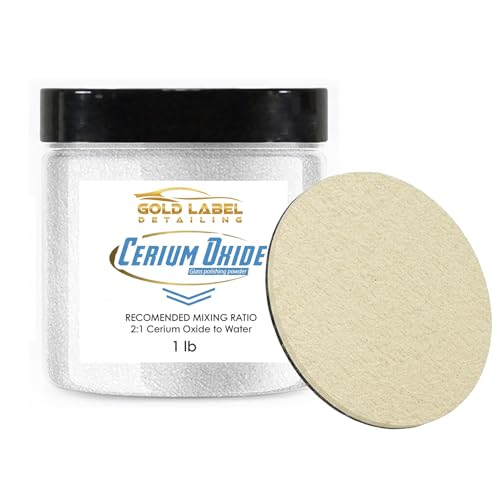 Image of Optical Grade Cerium Oxide 1lb Glass Repair Powder | Glass Window and Windshield Repair | Optical Grade, for use with Camera, Scope, Binocular Lens | Remove Scratches and Scuffs (1lb with 3 inch Pad)