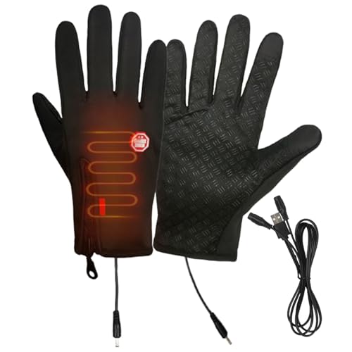 Manoplas calentadoras de manos, carcasa resistente al viento para pantalla táctil, guantes de calefacción alimentados por USB, control de 3 niveles de temperatura, guantes deportivos de invierno de