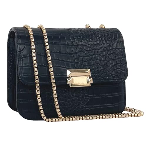 Mini Crocodile Pattern Shoulder Bags for Women with Chain Strap,Small Purses for Women with Flap Closure