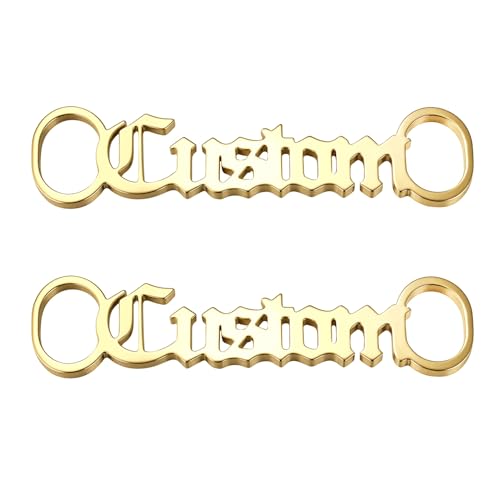 MMXX Personalisierte Schnürsenkel Schnalle 2 Stück Gold/Silber/Roségold Schuhanhänger mit Individuelle Namen für Sneaker Edelstahldekorationen Geschenke für Sneaker-Liebhaber für Männer Frauen - B2