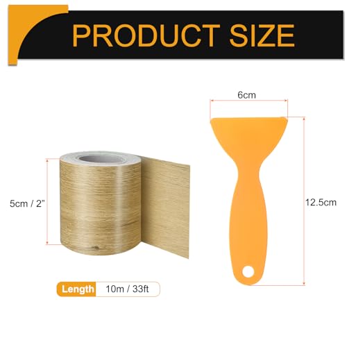 Image of HARFINGTON Wood Grain Repair Tape 2 Inch x 33ft Self Adhesive Repair Patch Tape Simulated Wooden Floor Tapes with Plastic Scraper for Tables Doors Windows Furniture, Khaki Wood