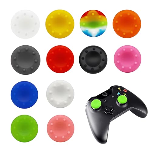 Gin Geomir 24PCS Durable Anti-Slip Silicone Thumb Grips Caps & Joystick Accessories –High-Sensitivity Universal Replacement Parts for PS3/PS4/PS5/360/ONE/Switch Pro Controllers