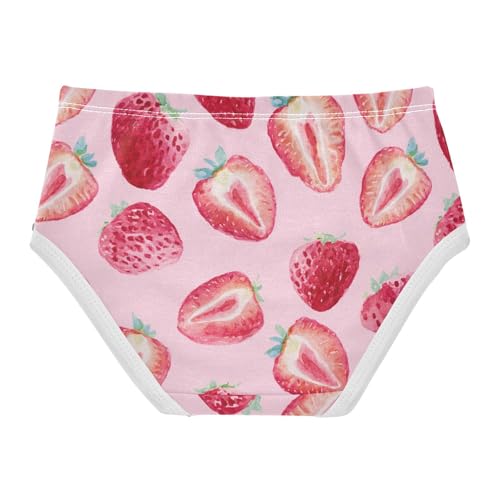 Wusikd Watercolor Strawberries Girls' Underwear Cotton Pink Girls Briefs Soft Toddler Underwear 2T2