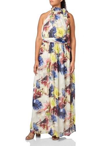 Robe maxi Anne Klein col américain en tissu fluide premium pour femme taille 44