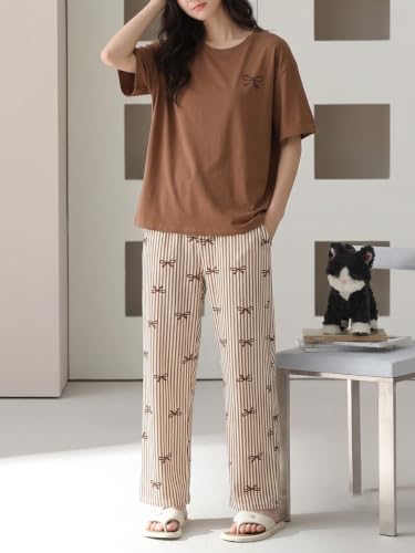 Image of Louis Luxe Cotton Blend Womens Korean Night Dress|| Full Pyjama Set || Korean Nightsuit ||Women Nightwear ||Round Neck Full Sleeve Nightsuit || Loungewear || Everyday Nightdress (ND-11)
