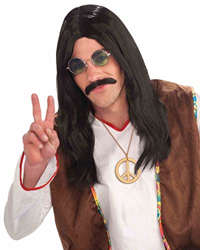 Perruque Hippie Noire Adulte Forum Novelties pour Déguisement Rétro