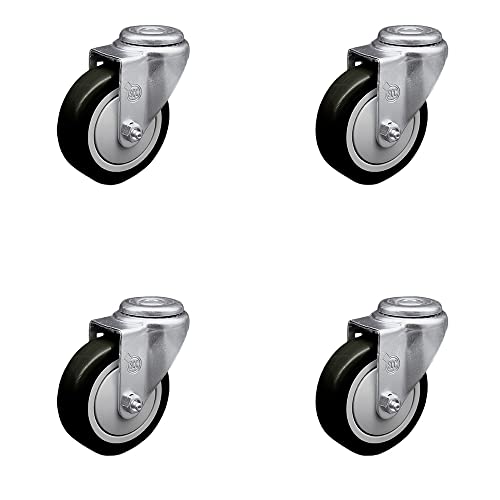Polyurethane Swivel Bolt Hole Caster Set of 4 w/4