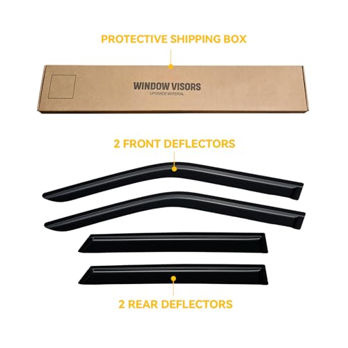 Image of Rain Guards for 2019-2026 Chevy Blazer, Out-Channel Window Visor Shields Vent Deflector Shade Wind Dark Smoke 2020 22021 2022 2023 2024 2025 19 20 21 22 23 24 25 26, Tape-On Outside-Mount, 4PCS