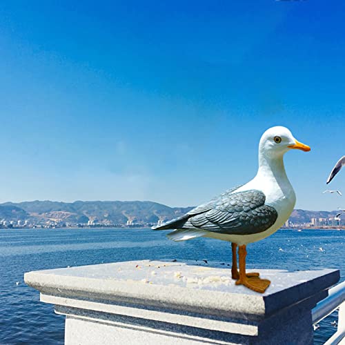 Resin Statue Realistic Sea-Gull Sculpture, 2 Types Decorative Ornament Home Art Garden Artificial Sea-Bird Decoration For Indoor Outdoor Yard Lawn Patio Decor #TOP5