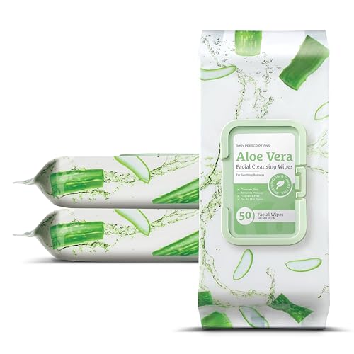 Image of Body Prescription Makeup Cleansing Wipes - Gentle and Effective Face Wipes, 50 Count (Pack of 3), Aloe Vera
