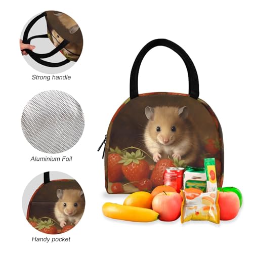 Backpack Lunch Box Set Large Capacity Travel Backpacks and Insulated Lunch Bag for Commute Hiking Picnic Strawberry Mouse Print4