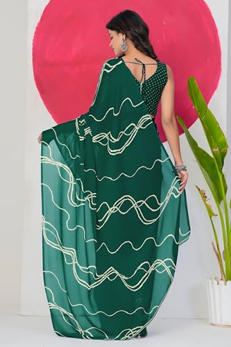 Image of MIRCHI FASHION Saree for Woman Chiffon Georgette Geometric Printed | Lightweight Farewell and Women's Office Sari with Blouse Piece