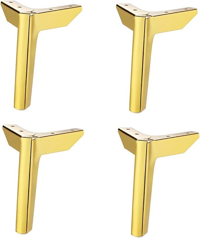 Metal Furniture Legs Replacement Legs Support Foot for Sofa Bed Wardrobe Coffee Table Chair Desk Bedside Cabinet,4PCS (Color : Gold, Size : 15cm)