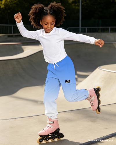 Image of Betusline Girls Fall Winter Clothing Sets, Long Sleeve Crop Top & Cargo Jogger Pants 2 Piece Outfit Sets,4T-14Y