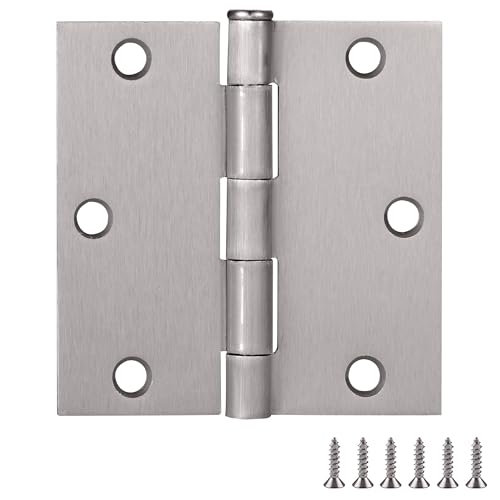3-Pack 3.5-Inch x 3.5-Inch Interior Door Hinges with Square Corners, Satin Nickel, Heavy Duty Steel...