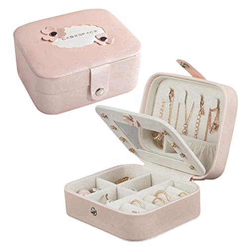 ColorfulLaVie Boîte de Rangement pour Bijoux Cuir PU Bouton Boîte à Bijoux Portable Cover