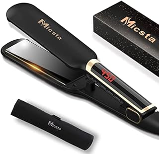 MICSTA Wide Flat Iron Hair Straightener, 1.75 inch Straightening Irons for Thick Hair, Flat Iron Curling Iron in One, Curler Straightener Iron Combo for Long Hair, 3D Floating Plate & Adjustable Temp