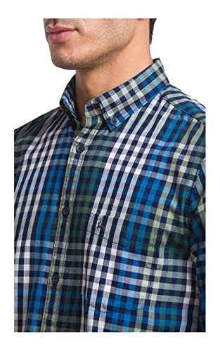 Image of Parx Green Checks Slim Fit Casual Shirts for Men
