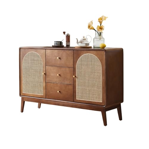 MENGLI-2024 Gabinete Buffet Aparador de Madera Maciza ratán, Almacenamiento en habitación for el hogar, gabinete Dos Puertas con cajones