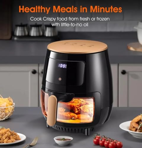 Air Fryer, New Large Capacity, Touch Screen, Multifunction, Mini Oven, Touch Controls With 6 Presets, Nonstick & Dishwasher Safe Basket, FULL GLASS BASKET - Image 6