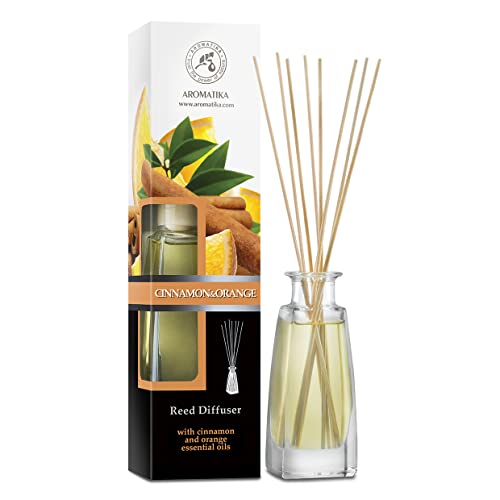 Raumduft Diffuser Zimt & Orange mit Ätherischen Ölen 100ml - Duftdiffusor mit Stäbchen für Weihnachten - Zitrus Duft - Weihnachtsduft - Raumbeduftung - Zimmerduft - Raumluft - Aromadiffusers