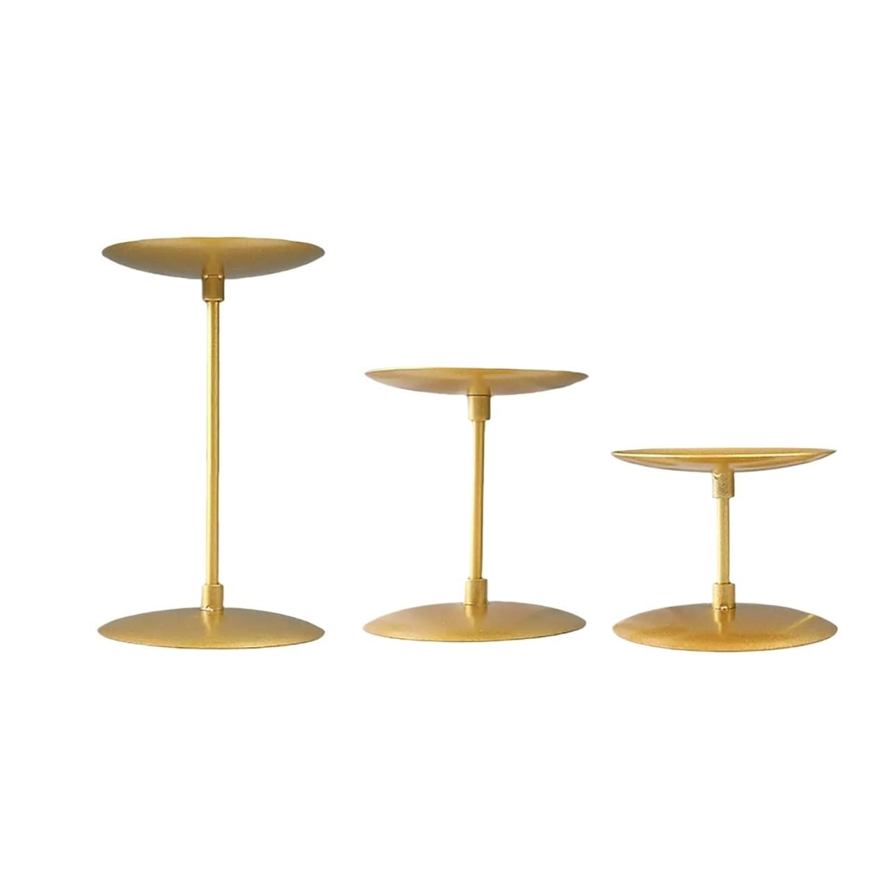 Iron Candle Holders 3pcs Pillar Candle Holders Candlestick Holder Table Decor Elegant Stand For Wedding Shelf Mantle(Gold Tray)