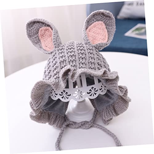 Warm Knitted Baby Hat Rabbit Ears Soft Yarn Winter Cap for Newborns to Toddlers (6 Months to 3 Years) Cozy Ear Protection Stylish Design for Cold Weather Grey3