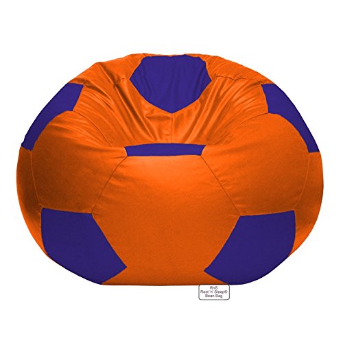 Image of RnS Rest 'n' Sleep - Bean Bag Football Chair Filled with Beans for Living Room, Bed Room for Relaxing, with 1 Year Warranty (Royal Blue /Orange, XXXL)