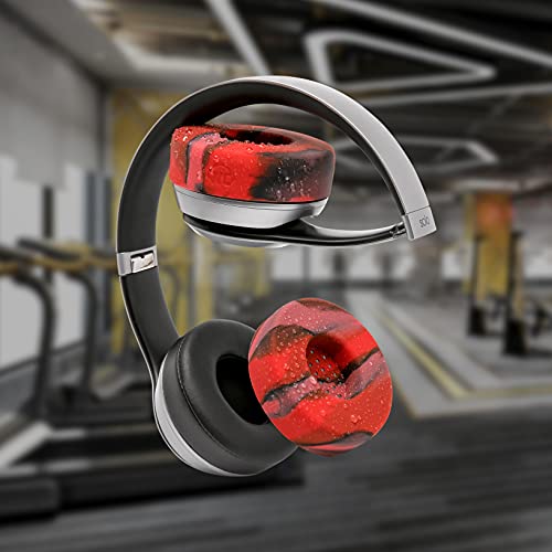 Image of WC SweatZ Solo - Patented Sweat Earpad Covers for Beats Solo 4, Beats Solo 3 & Beats Solo 2, Made by Wicked Cushions | Sweatproof, Washable & Preserves Comfort | Lava