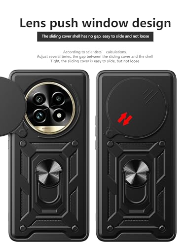 Image of SPAZY CASE Realme 13 Pro 5G / 13 Pro Plus 5G Back Cover | Heavy Duty Hybrid Case with 360 Degree Rotating Finger Ring Holder + Slider Shutter Camera Protection Case - Blue