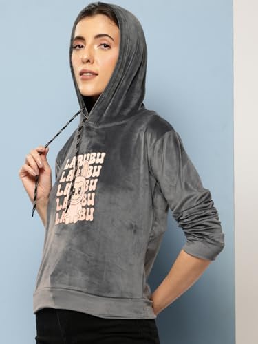 Image of Aarika Womens Winter Wear Green Colour Printed Velvet Hoodie