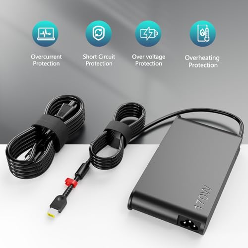 Image of Slim 170W Charger Fit for Lenovo Legion Slim 5 5i Yoga Pro 9i Lenovo ThinkPad P1 P16 IdeaPad Pro 5 Lenovo LOQ ADL170SCC3A 4X20S56697-20V 8.5A ac Adapter Laptop Power Supply