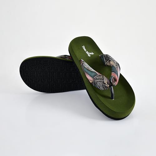 Image of Women's Geometric Print Flip Flops, Memory Foam Footbed, Comfort Slipper