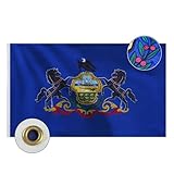 Bradford Embroidered Pennsylvania State Flag 3x5 feet Outdoor, Heavy Duty PA Pennsylvania Flags State of Pennsylvania Flag with 2 Brass Grommets for Outsides Long Time Use