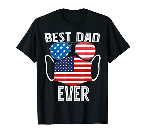 Best dad ever with US American Flag and mask Camiseta