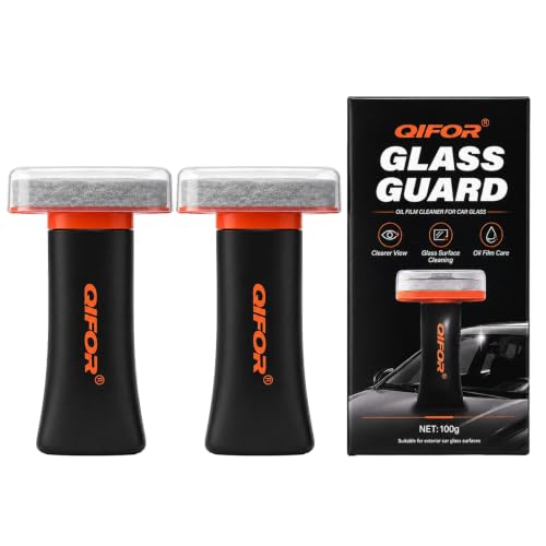 QIFOR Oil Film Remover for Car Windshields and Windows Automotive Glass Cleaner for Oil Residue & Road Grime Improves Visibility & Safe Driving (2 PCS)