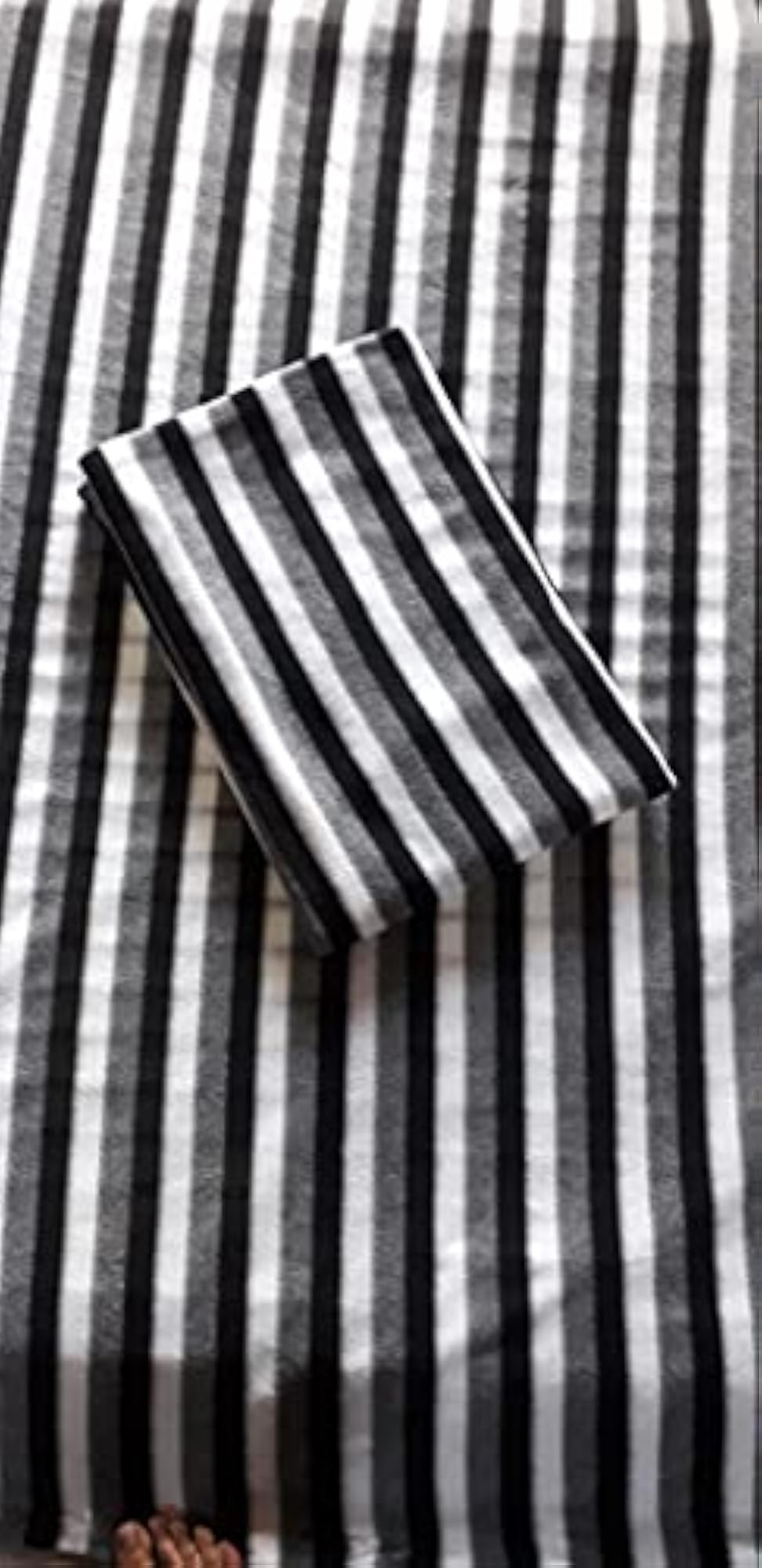 Polar Fleece Double Bed Blanket, Black and Grey