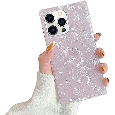 Square Pearl Glitter iPhone 13 Pro Case, YTanazing Slim Thin Glossy Soft TPU Silicone Rubber Gel Trunk Box Square Edges Fashion Bumper Cover Compatible with iPhone 13 Pro (Pink Pearl) Cover