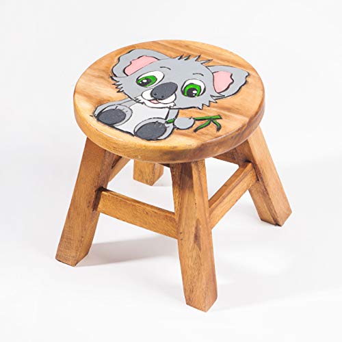Tabouret pour enfant en bois massif avec motif animal koala - Hauteur d'assise : 25 cm Cover