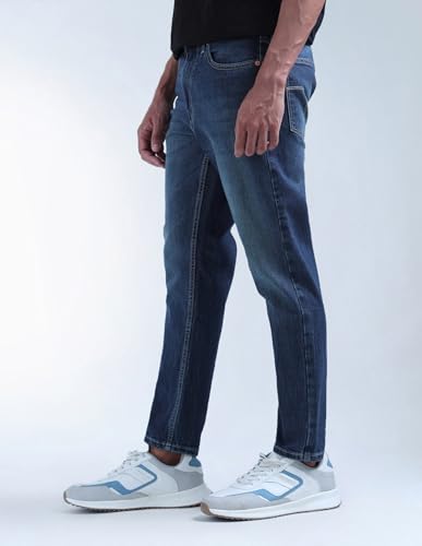 Image of Flying Machine Men's Relaxed Tapered Fit Jeans| Solid | Mid Rise | Stretchable | Jeans for Man