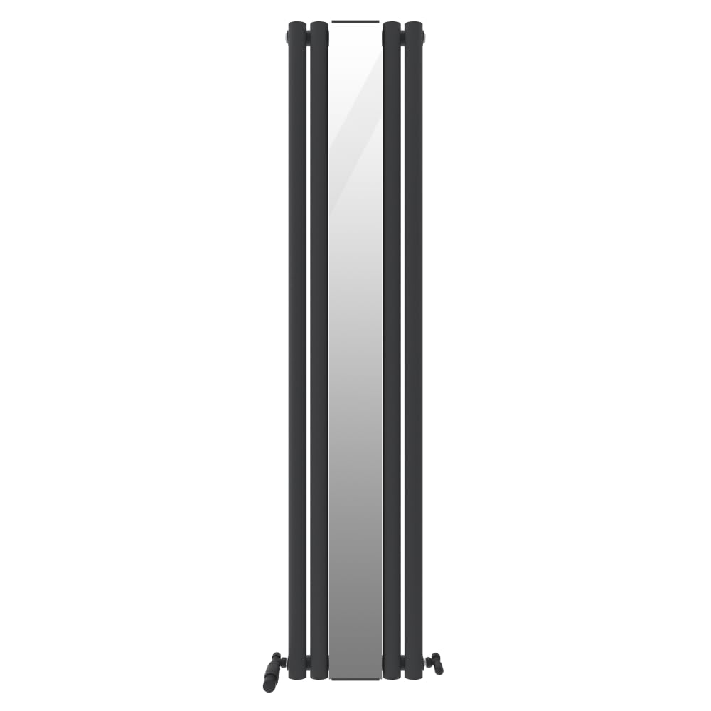 Veebath Anthracite Grey Nantes Anthracite Low Carbon Mild Steel Vertical Single Panel Mirror Bathroom Heating Radiator - 1800 X 385Mm Rmas01