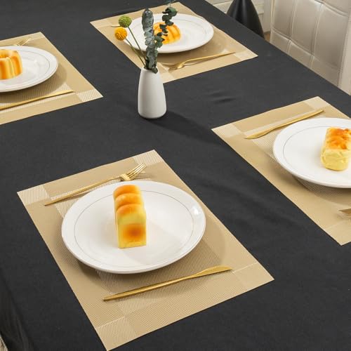 Image of HOKIPO PVC Washable 4 Pieces Dining Table Mats - 45x30 cm, Champagne Gold (AR-6713-GLDN*4)